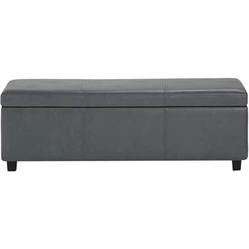 Front. Simpli Home - Avalon 48 inch Wide Contemporary Rectangle Storage Ottoman Bench - Stone Gray.