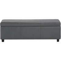 Simpli Home - Avalon 48 inch Wide Contemporary Rectangle Storage Ottoman Bench - Stone Gray - Front_Zoom