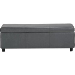 Simpli Home - Avalon 48 inch Wide Contemporary Rectangle Storage Ottoman Bench - Stone Gray - Front_Zoom