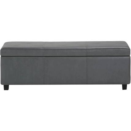 Front. Simpli Home - Avalon 48 inch Wide Contemporary Rectangle Storage Ottoman Bench - Stone Gray.