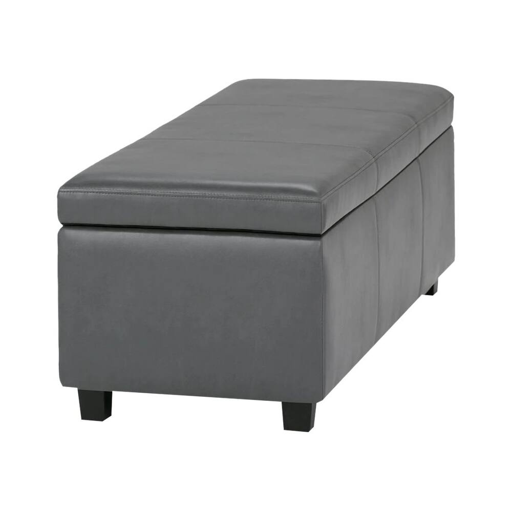 Alt View 11. Simpli Home - Avalon 48 inch Wide Contemporary Rectangle Storage Ottoman Bench - Stone Gray.