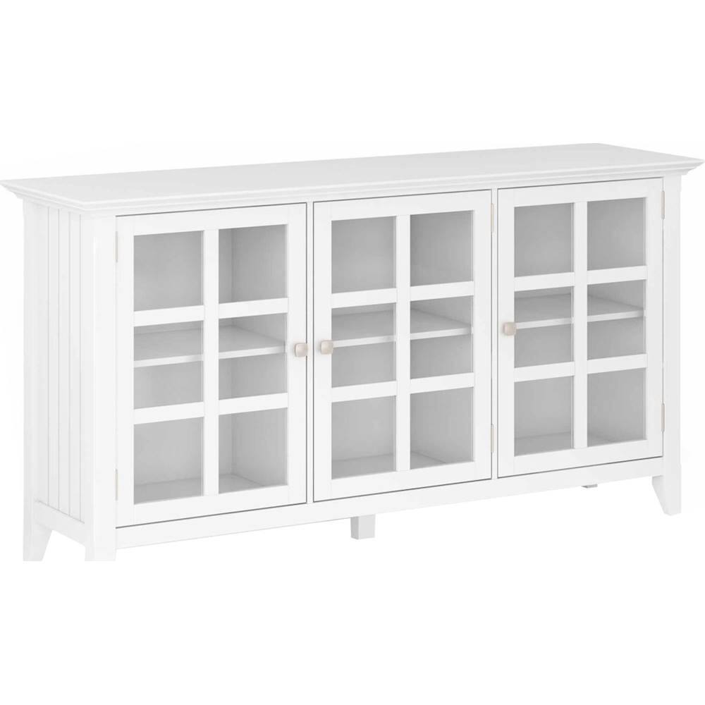 Angle. Simpli Home - Acadian SOLID WOOD 62 inch Wide Transitional Wide Storage Cabinet in White - White.