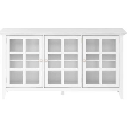 Front. Simpli Home - Acadian SOLID WOOD 62 inch Wide Transitional Wide Storage Cabinet in White - White.