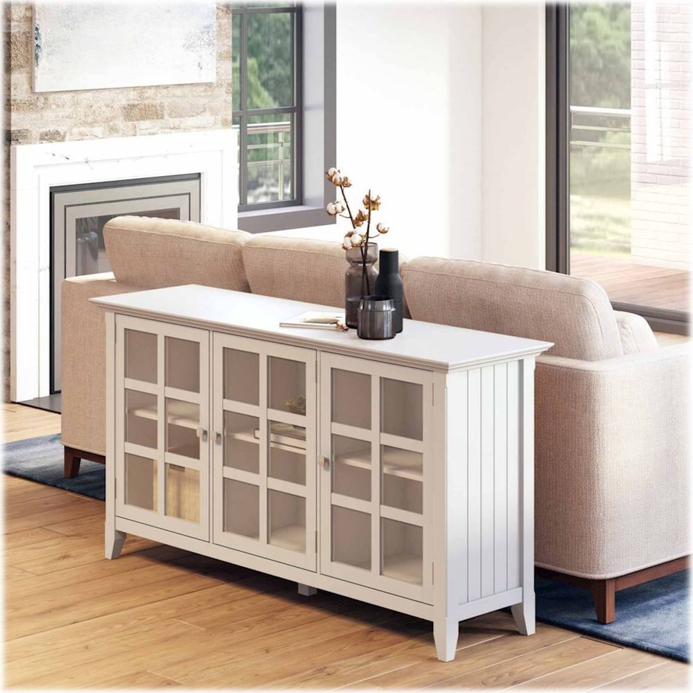 Alt View 11. Simpli Home - Acadian SOLID WOOD 62 inch Wide Transitional Wide Storage Cabinet in White - White.