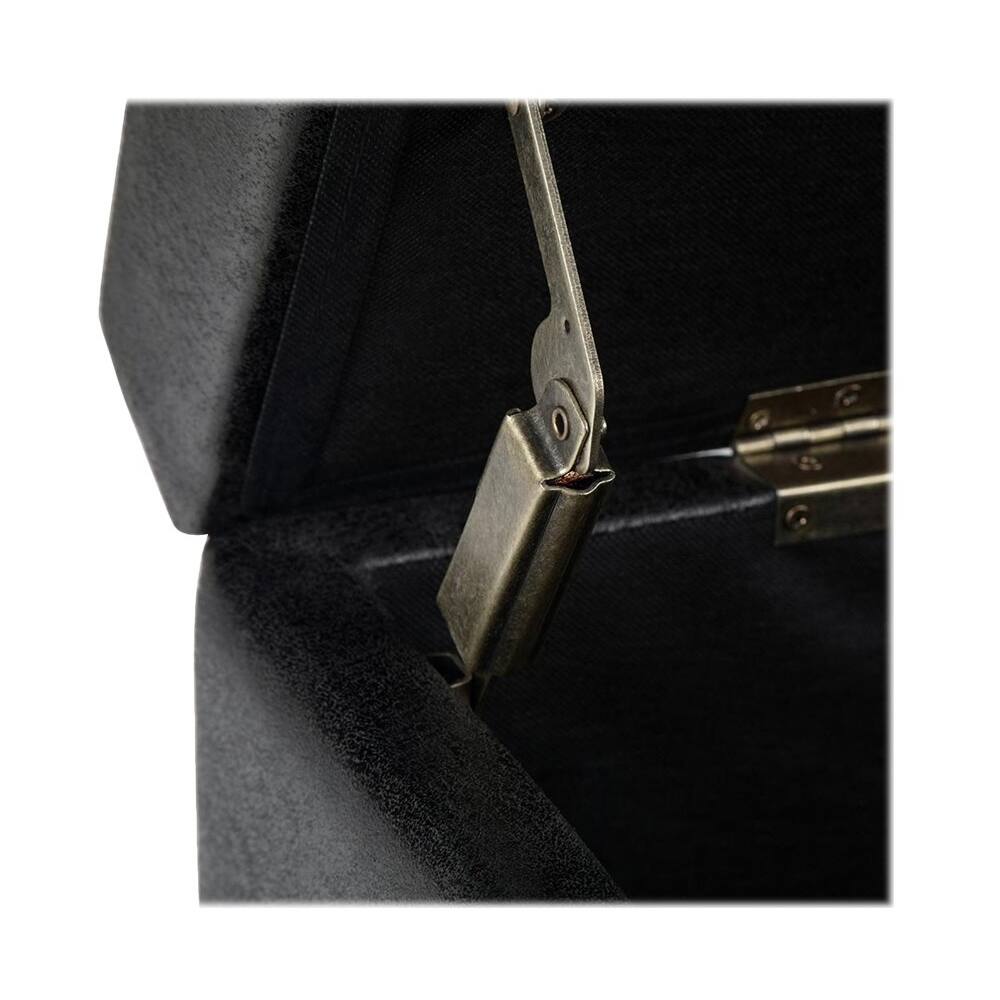 Alt View 13. Simpli Home - Avalon Rectangular Contemporary Wood/Foam Bench Ottoman With Inner Storage - Distressed Black.