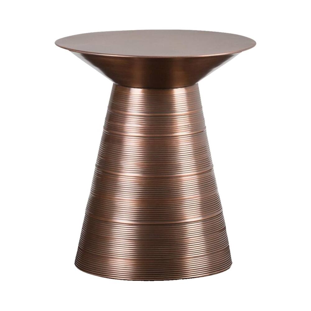 Front. Simpli Home - Sheridan Round Contemporary Iron Accent Side Table - Aged Copper.