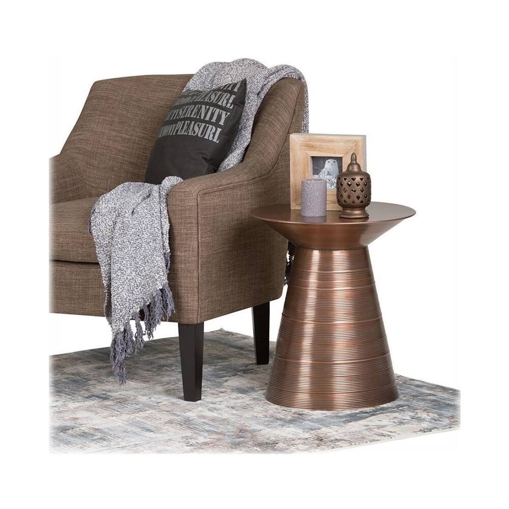 Alt View 14. Simpli Home - Sheridan Round Contemporary Iron Accent Side Table - Aged Copper.