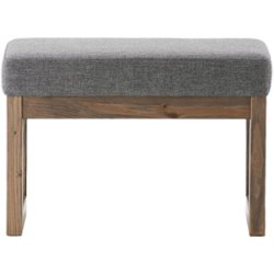 Simpli Home - Milltown Rectangular Modern Contemporary Plywood/Linen-Look Fabric Bench Ottoman - Gray - Front_Zoom