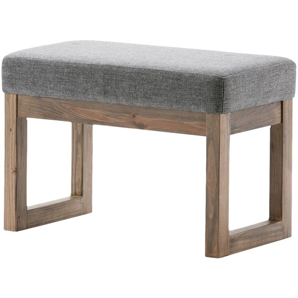 Alt View 11. Simpli Home - Milltown Rectangular Modern Contemporary Plywood/Linen-Look Fabric Bench Ottoman - Gray.