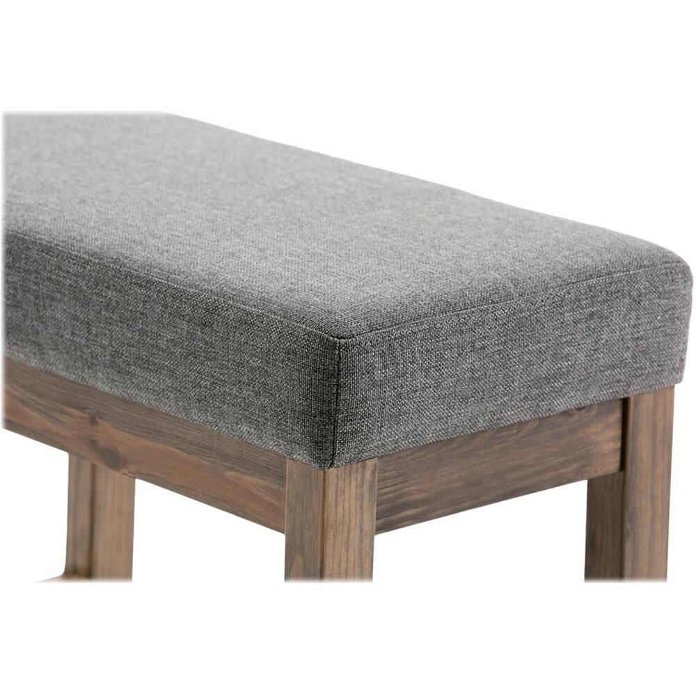 Alt View 12. Simpli Home - Milltown Rectangular Modern Contemporary Plywood/Linen-Look Fabric Bench Ottoman - Gray.