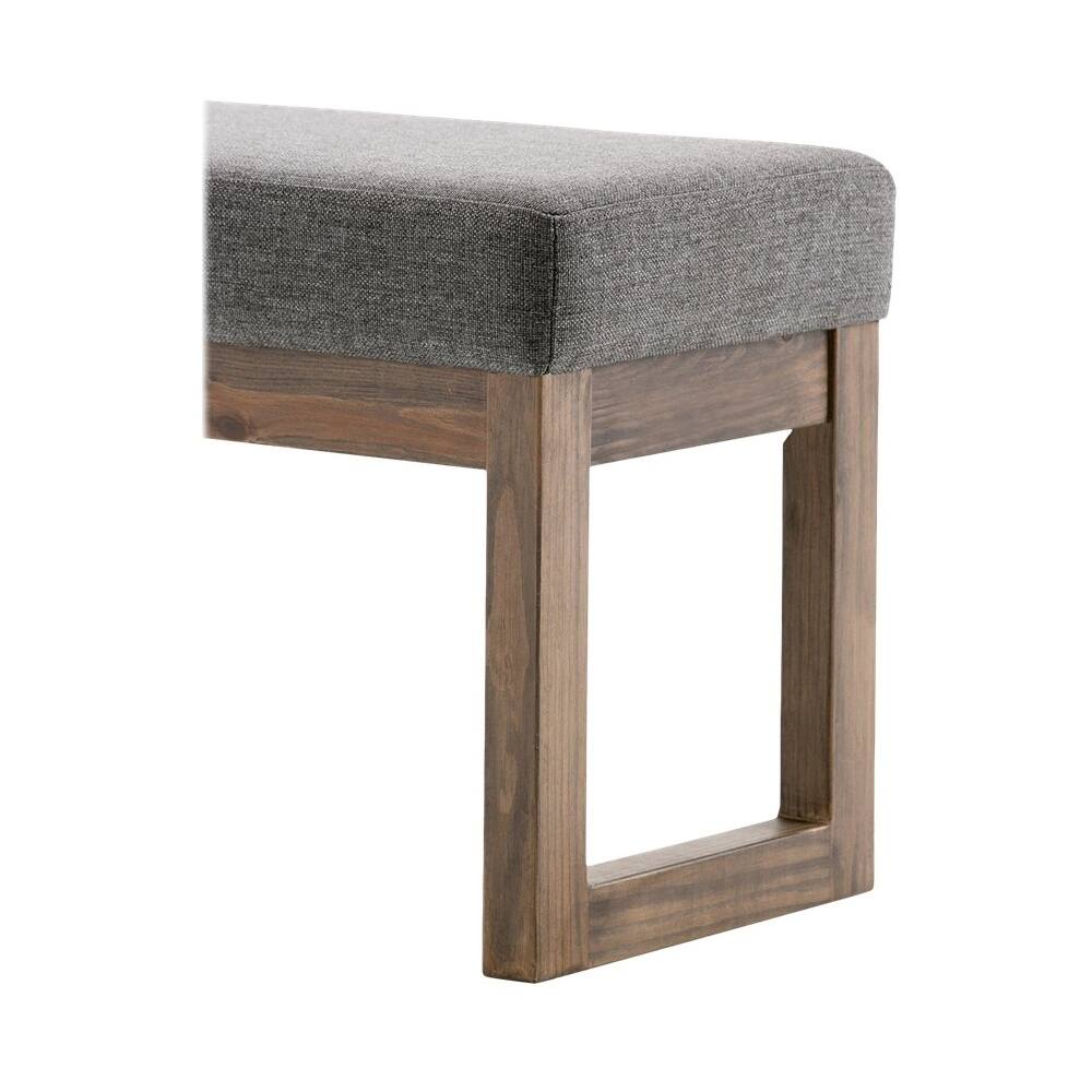 Alt View 13. Simpli Home - Milltown Rectangular Modern Contemporary Plywood/Linen-Look Fabric Bench Ottoman - Gray.