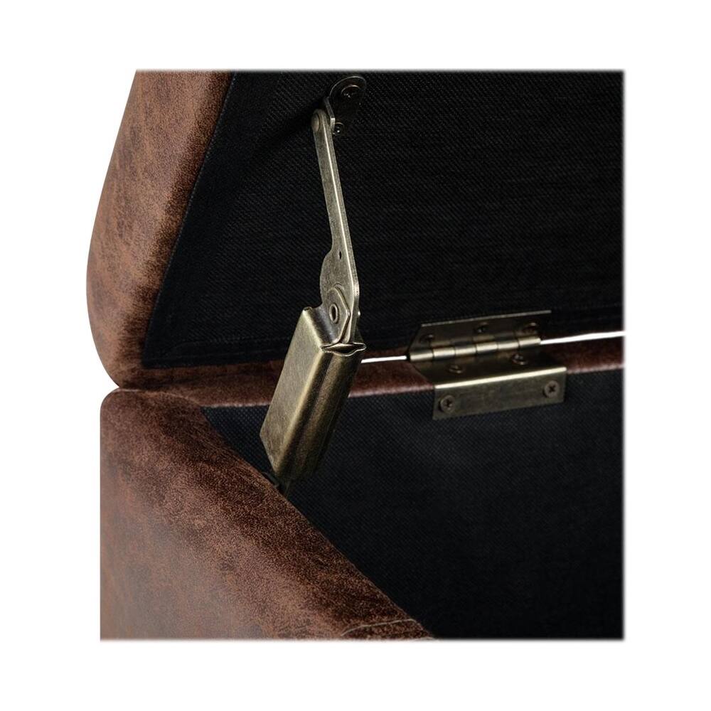 Alt View 11. Simpli Home - Dover Rectangular Contemporary Wood/Foam Bench Ottoman With Inner Storage - Distressed Umber Brown.