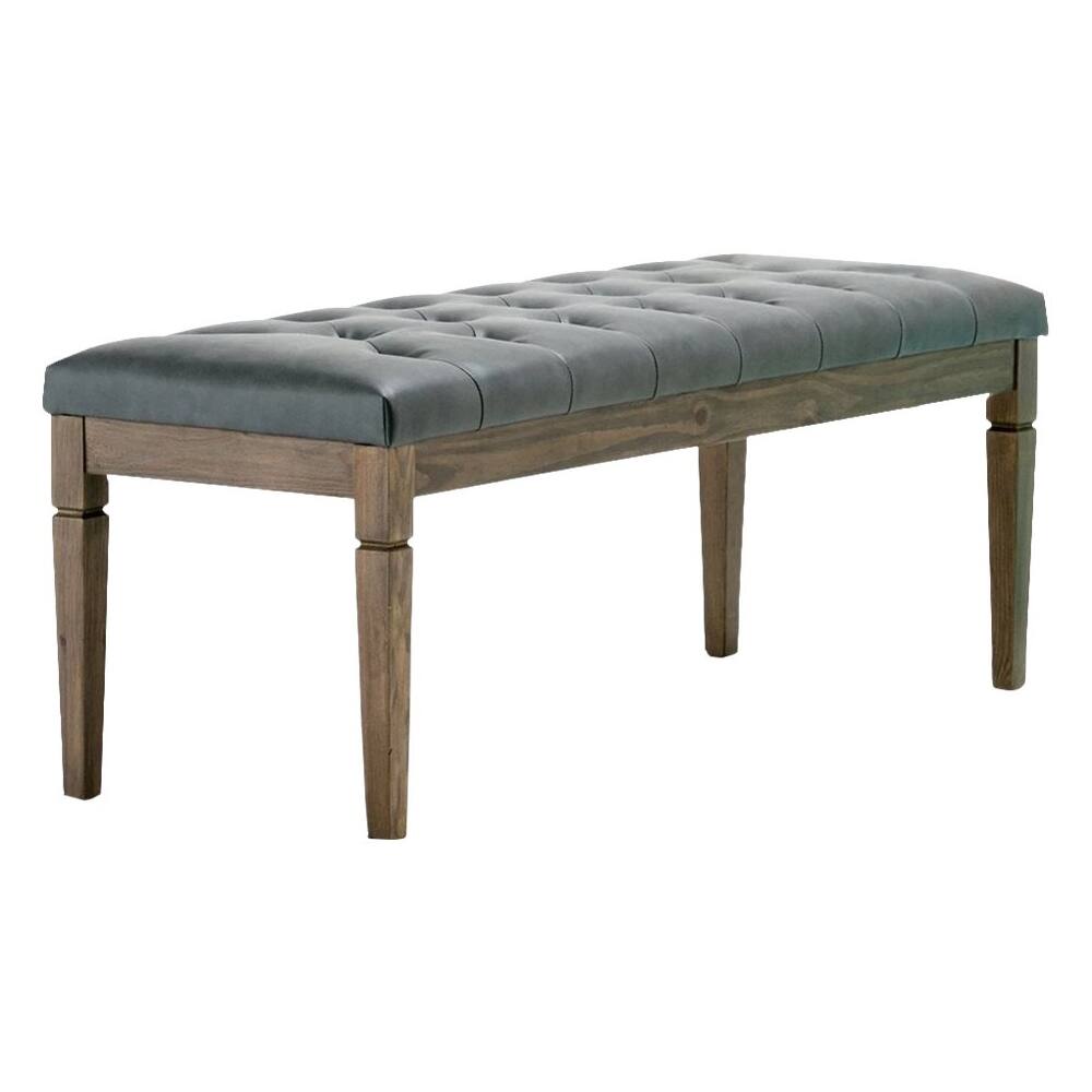Left. Simpli Home - Waverly Rectangular Traditional Faux Leather/Pine Wood Bench Ottoman - Slate Gray.