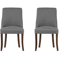 Simpli Home - Walden Contemporary High-Density Foam & Linen-Look Fabric Dining Chairs (Set of 2) - Slate Gray - Front_Zoom