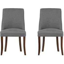 Simpli Home - Walden Contemporary High-Density Foam & Linen-Look Fabric Dining Chairs (Set of 2) - Slate Gray
