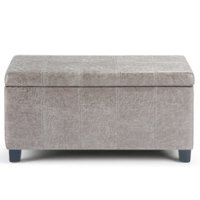 Simpli Home - Dover 36 inch Wide Contemporary Rectangle Storage Ottoman Bench - Distressed Gray Taupe - Front_Zoom