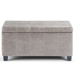 Simpli Home - Dover Rectangular Contemporary Wood/Foam Bench Ottoman With Inner Storage - Distressed Gray Taupe - Front_Zoom