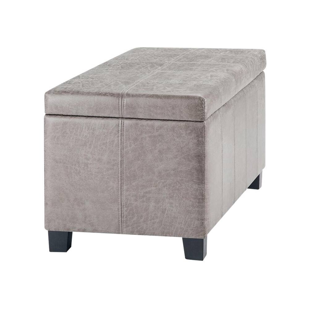 Alt View 12. Simpli Home - Dover 36 inch Wide Contemporary Rectangle Storage Ottoman Bench - Distressed Gray Taupe.