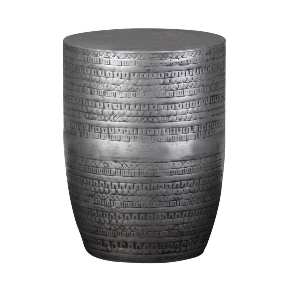 Simpli Home - Johnsen Round Contemporary Iron Accent Side Table - Antique Silver