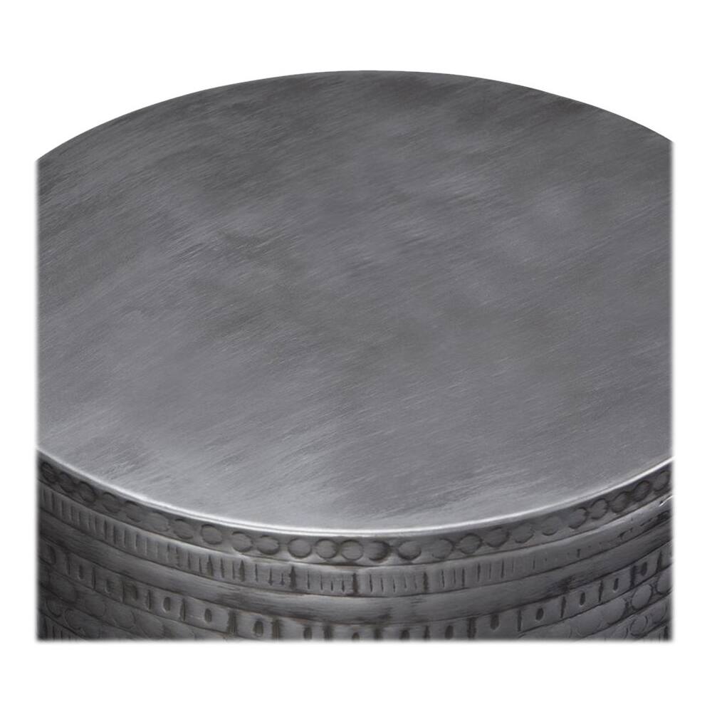 Alt View 12. Simpli Home - Johnsen Round Contemporary Iron Accent Side Table - Antique Silver.