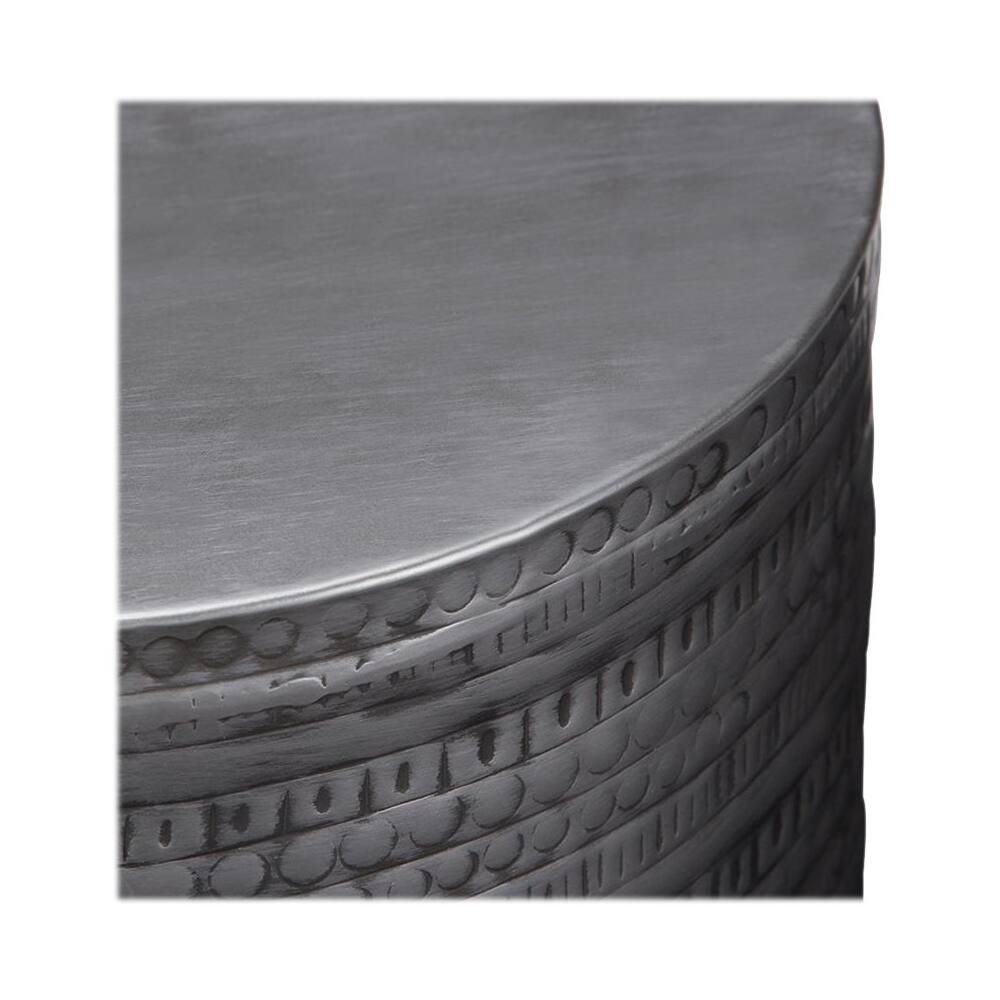 Alt View 13. Simpli Home - Johnsen Round Contemporary Iron Accent Side Table - Antique Silver.