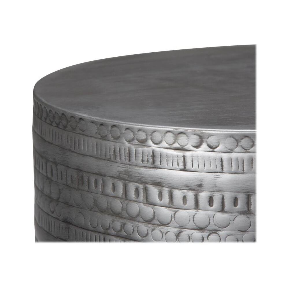 Alt View 14. Simpli Home - Johnsen Round Contemporary Iron Accent Side Table - Antique Silver.