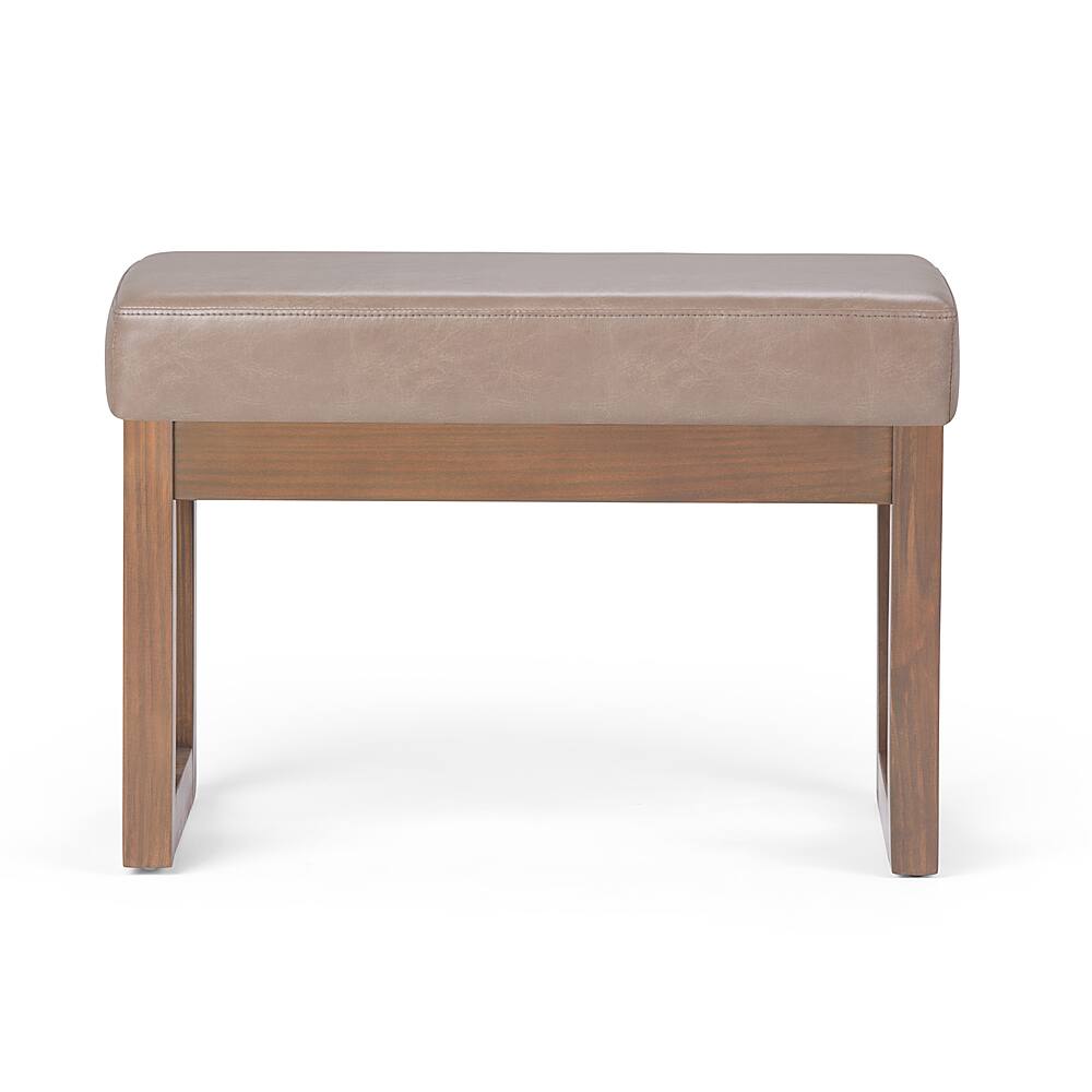 Front. Simpli Home - Milltown 26 inch Wide Contemporary Rectangle Footstool Ottoman Bench - Ash Blonde.