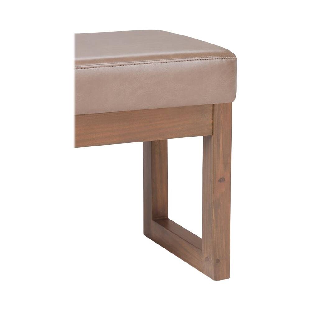 Alt View 13. Simpli Home - Milltown 26 inch Wide Contemporary Rectangle Footstool Ottoman Bench - Ash Blonde.