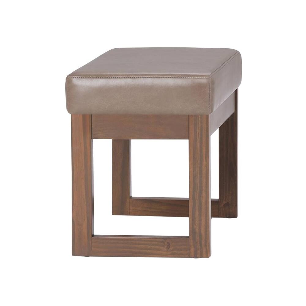 Left. Simpli Home - Milltown 26 inch Wide Contemporary Rectangle Footstool Ottoman Bench - Ash Blonde.