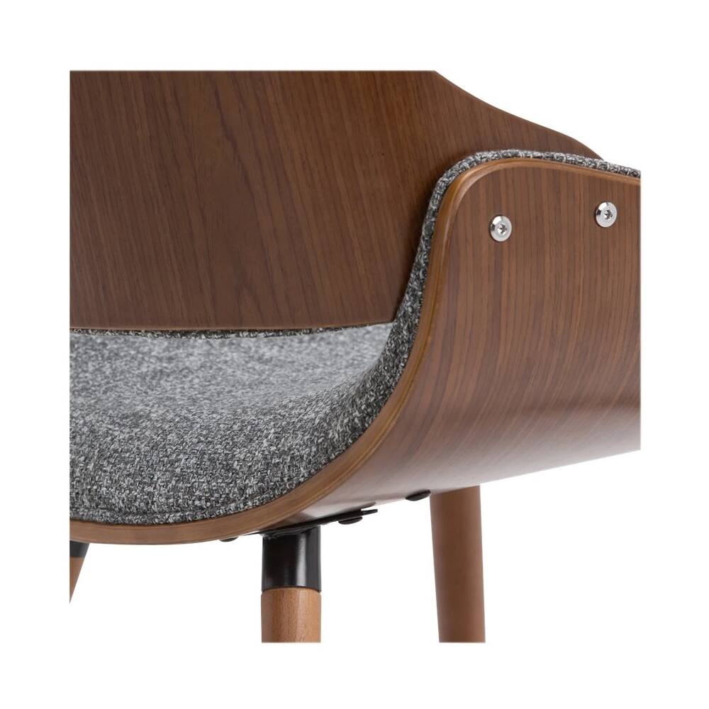 Alt View 14. Simpli Home - Malden Mid Century Modern Bentwood Dining Chair with Wood Back in Grey Woven Fabric - Gray/Natural.