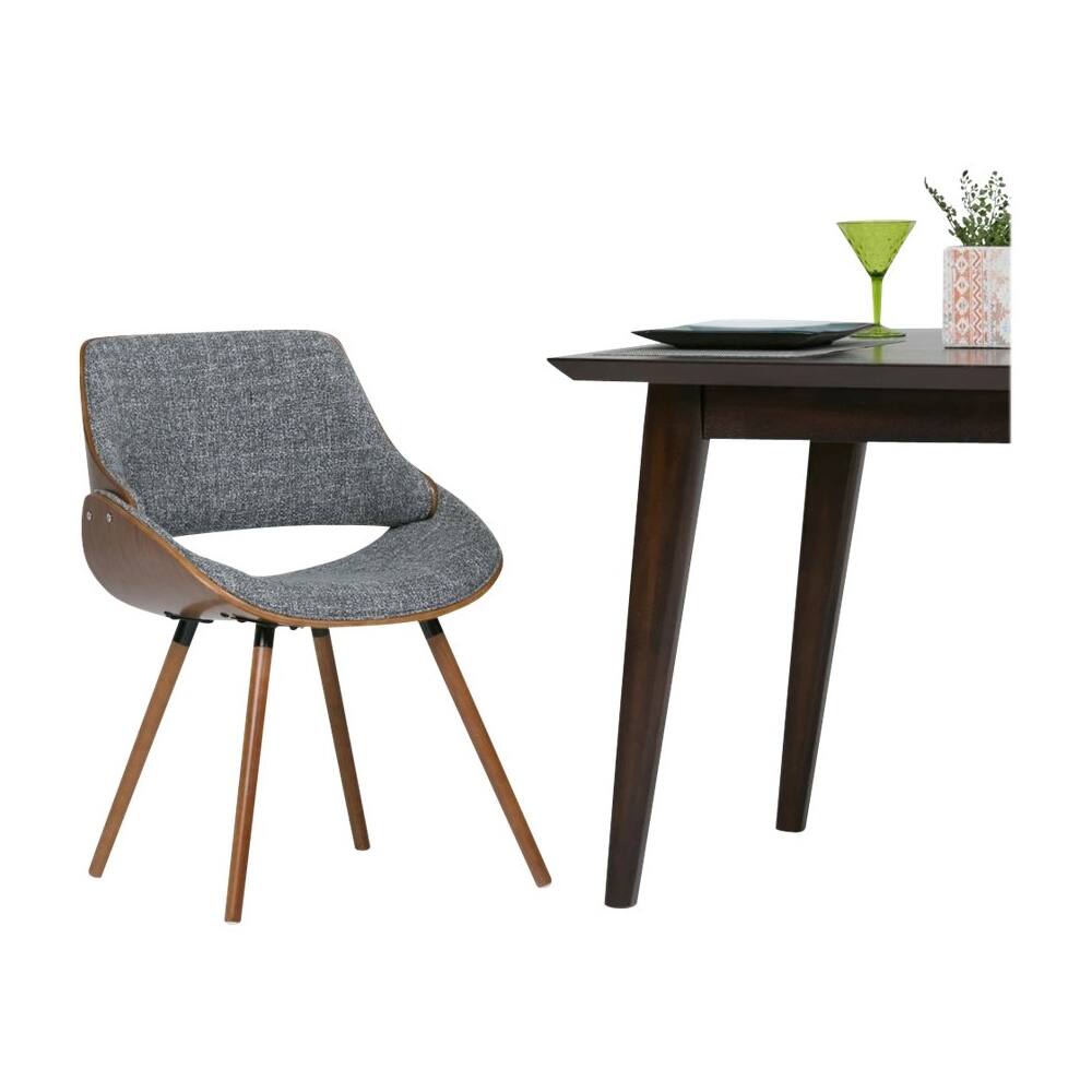 Left. Simpli Home - Malden Mid Century Modern Bentwood Dining Chair with Wood Back in Grey Woven Fabric - Gray/Natural.
