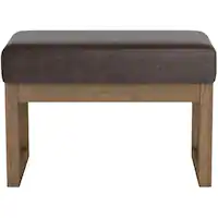 Simpli Home - Milltown Rectangular Contemporary Wood/Foam Bench Ottoman - Distressed Dark Brown - Front_Zoom