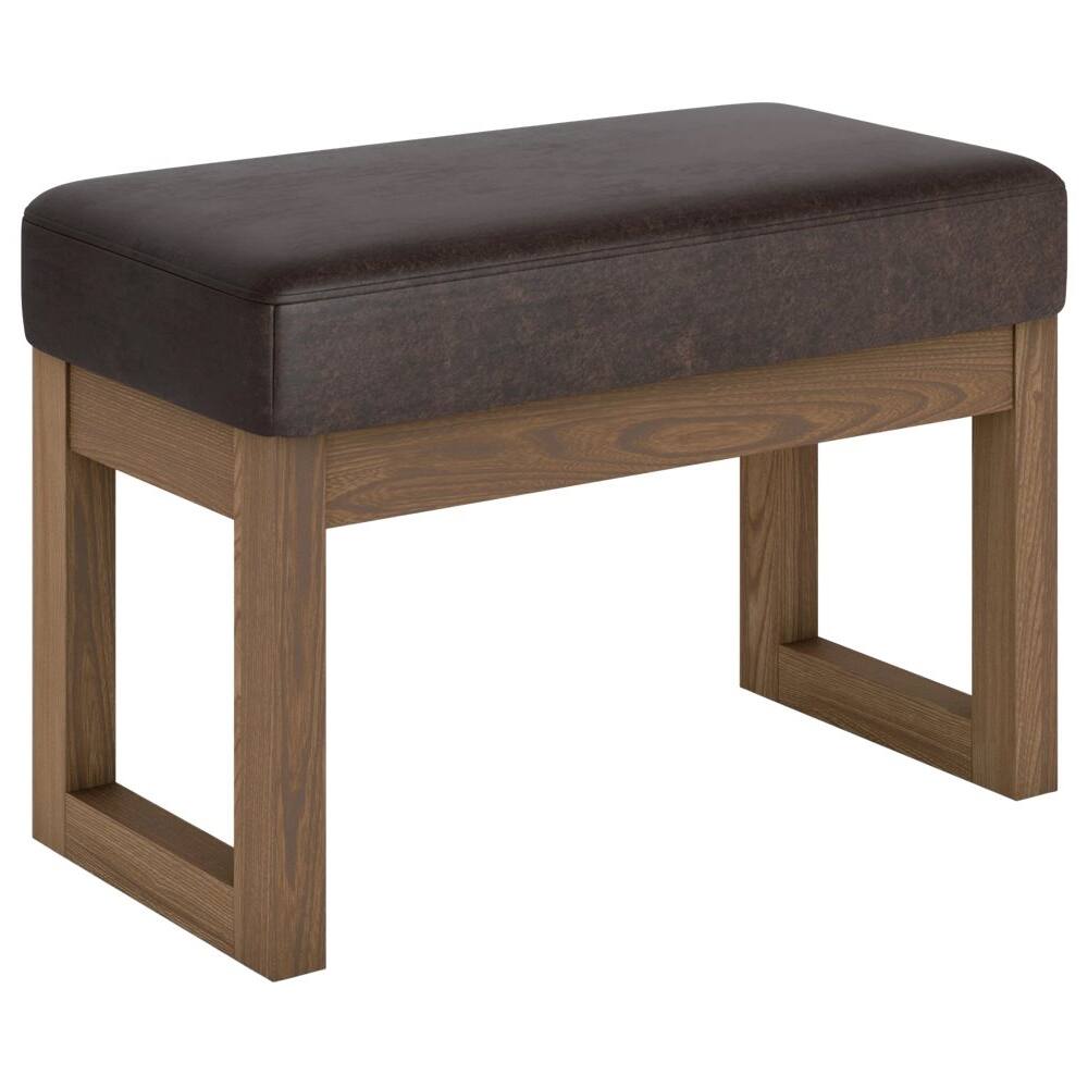 Left. Simpli Home - Milltown Rectangular Contemporary Wood/Foam Bench Ottoman - Distressed Dark Brown.