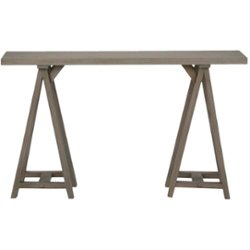 Simpli Home - Sawhorse Rectangular Modern Wood Table - Distressed Gray - Front_Zoom