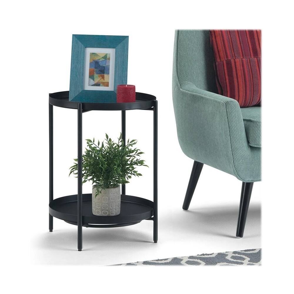 Left. Simpli Home - Monet Industrial 17 inch Wide Metal Metal End Table in Black - Black.