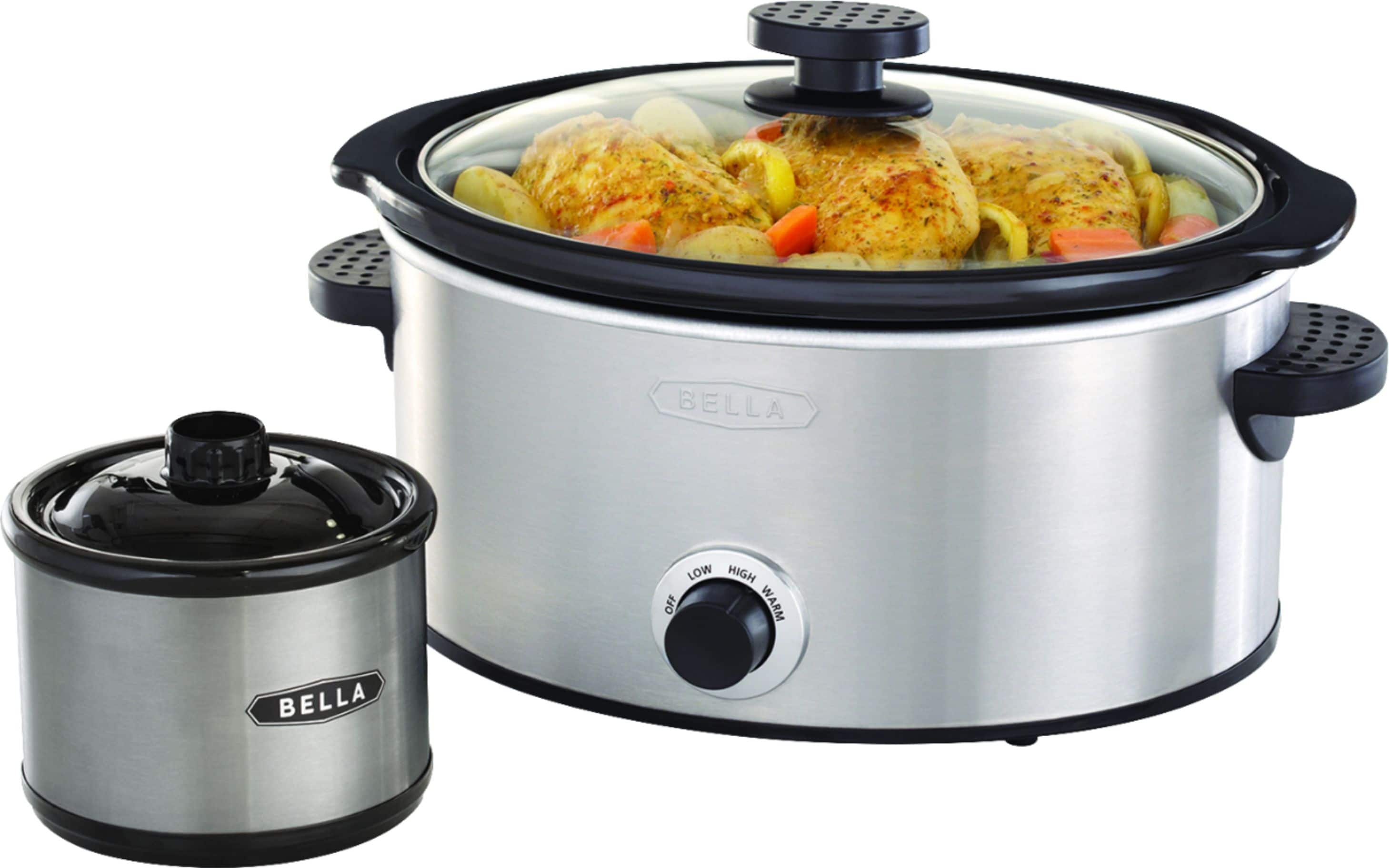 Angle. Bella - 5-qt. Slow Cooker with Dipper - Stainless Steel.