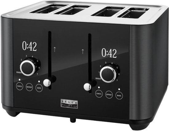 Angle Zoom. Bella Pro Series - 4-Slice Digital Touchscreen Toaster - Black Stainless Steel.