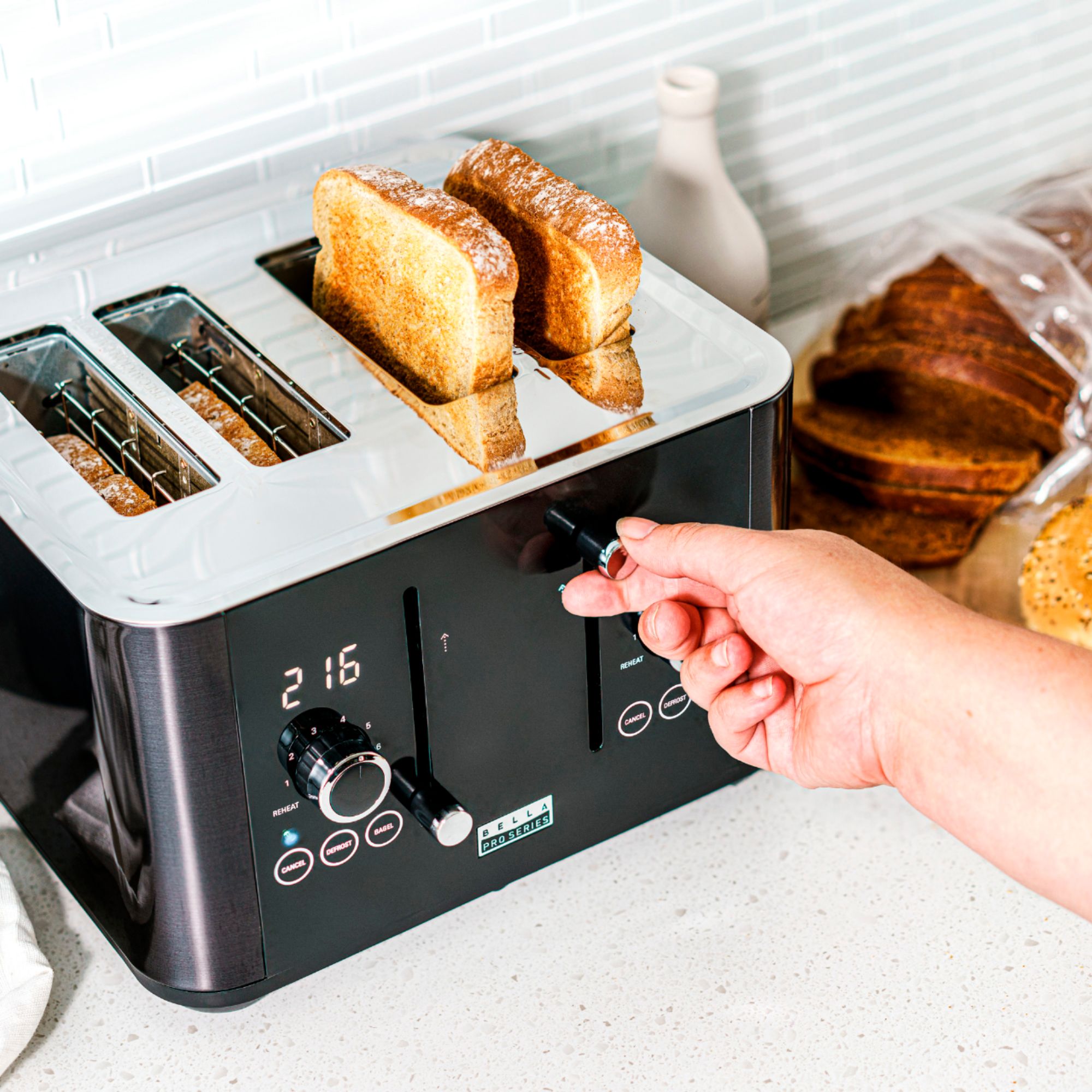Touchscreen 4-Slice Toaster, Stainless Steel and Black - AliExpress