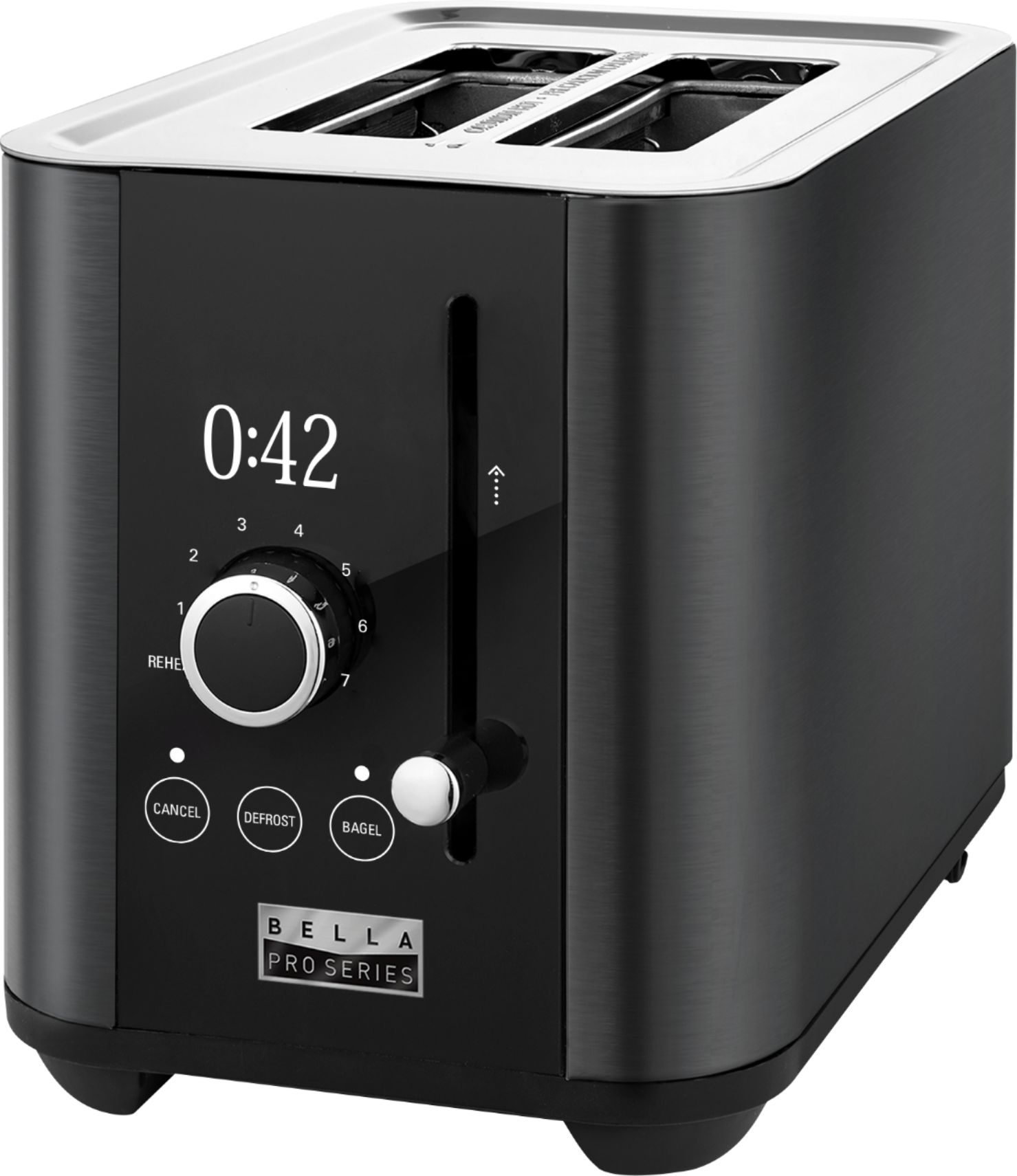 Left View: GE - 2-Slice Toaster - Stainless Steel