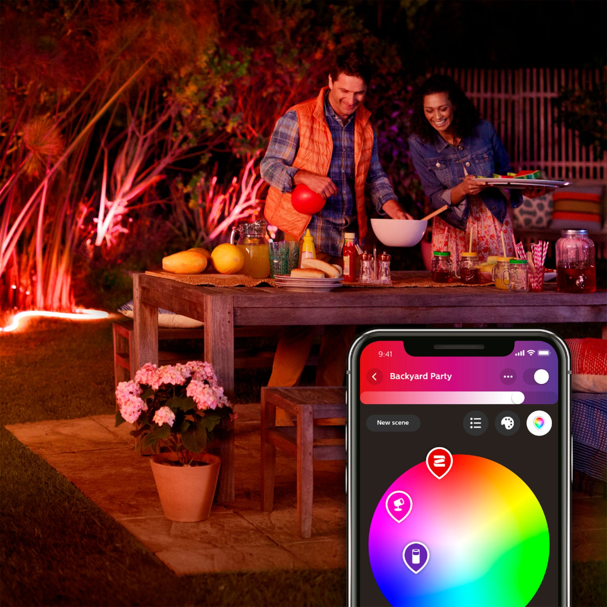 Left View: Philips - Hue Outdoor Lightstrip 80-inch/6.5-foot - White and Color Ambiance