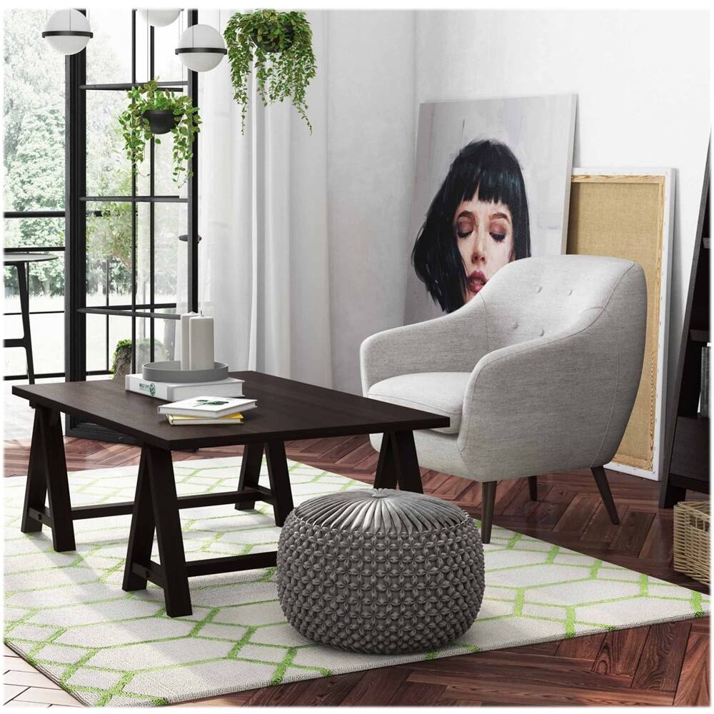 Alt View 14. Simpli Home - Renee Round Transitional Velvet/Cotton Pouf - Dove Gray.