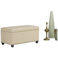 Simpli Home - Amelia Storage Ottoman Bench - Satin Cream - Front_Zoom