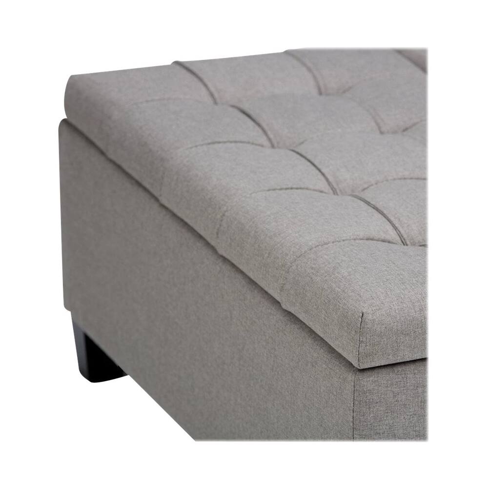 Alt View 13. Simpli Home - Harrison 36 inch Wide Transitional Square Coffee Table Storage Ottoman in Dove Grey Linen Look Fabric - Dove Gray.