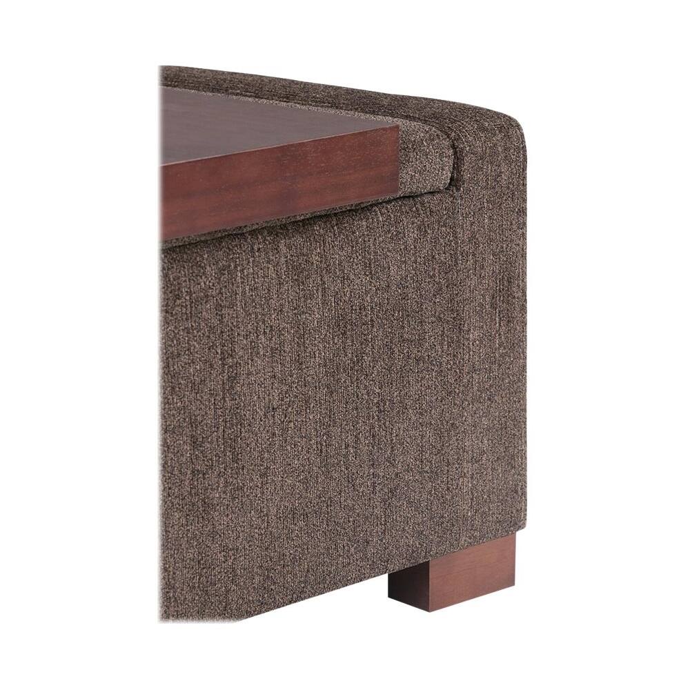 Alt View 11. Simpli Home - Bretton Rectangular Contemporary Metal/Fabric Ottoman With Inner Storage - Deep Umber Brown.