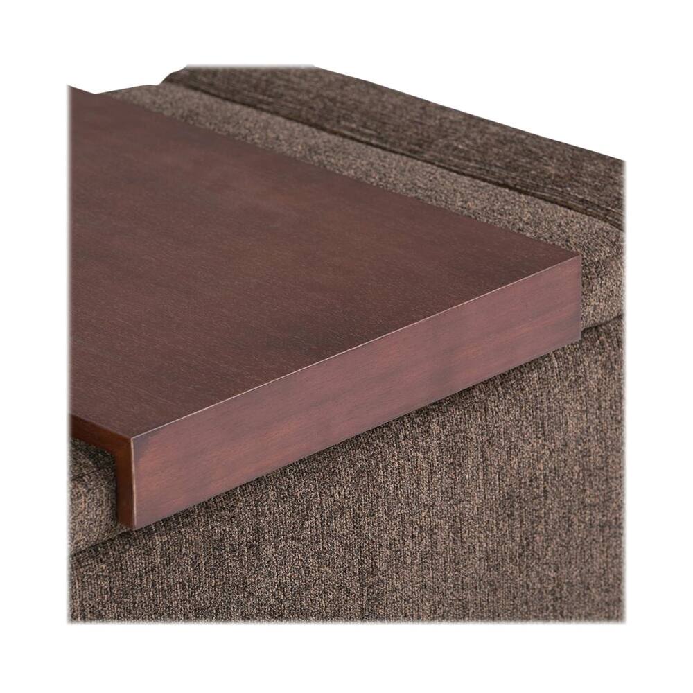 Alt View 12. Simpli Home - Bretton Rectangular Contemporary Metal/Fabric Ottoman With Inner Storage - Deep Umber Brown.
