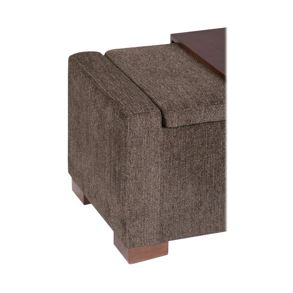 Alt View 13. Simpli Home - Bretton Rectangular Contemporary Metal/Fabric Ottoman With Inner Storage - Deep Umber Brown.