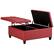 Left. Simpli Home - Harrison 36 inch Wide Transitional Square Coffee Table Storage Ottoman in Crimson Red Faux Leather - Crimson Red.