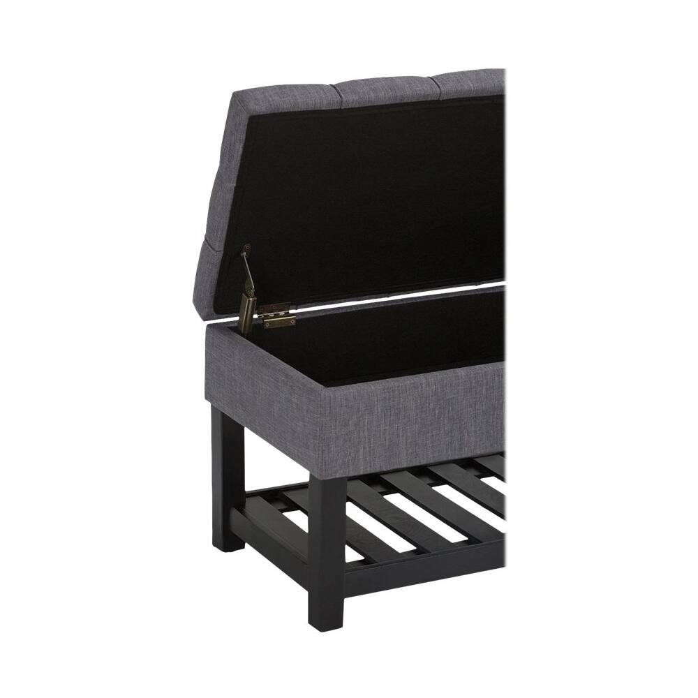 Alt View 12. Simpli Home - Saxon Rectangular Traditional Wood/Engineered Wood Bench Ottoman With Inner Storage - Slate Gray.