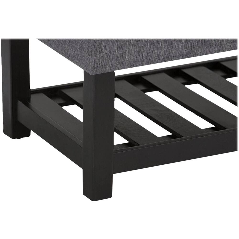 Alt View 13. Simpli Home - Saxon Rectangular Traditional Wood/Engineered Wood Bench Ottoman With Inner Storage - Slate Gray.