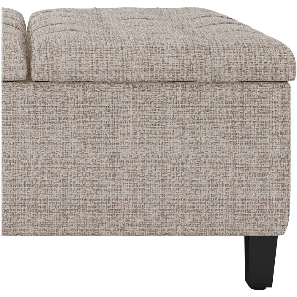 Alt View 12. Simpli Home - Harrison 36 inch Wide Transitional Square Coffee Table Storage Ottoman in Platinum Tweed Look Fabric - Platinum.